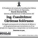 Peña Nieto lamenta muerte de Cuauhtémoc Cárdenas; lo recuerda como figura clave de la transición democrática